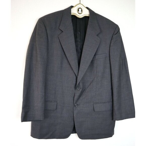 MEN'S GRAY PLAID WOOL BLAZER JACKET SPORT COAT - GENTRY HOUSE - TINO - SIZE 44R - Picture 1 of 6